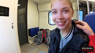 Real Public deep throat in the teach | POV Oral creampie by MihaNika69 and MichaelFrost