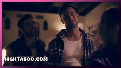 Backpacker woman (Zoey Monroe) compelled to pummel the Cowboys