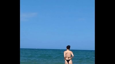 pounding my korean girlfriend in a tent on a public beach. I jizz inside!